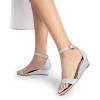 image:imageDREAM PAIRS Womens Ingrid Ankle Strap Low Wedge SandalSilver
