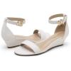 image:imageDREAM PAIRS Womens Ingrid Ankle Strap Low Wedge SandalWhitePu2