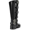 image:imageDREAM PAIRS Womens Knee High Riding Boots Side Zipper Motorcycle Boots Square Toe Chunky Heel Fashion Buckles Biker BootsBlack