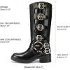 image:imageDREAM PAIRS Womens Knee High Riding Boots Side Zipper Motorcycle Boots Square Toe Chunky Heel Fashion Buckles Biker BootsBlackBrown