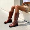 image:imageDREAM PAIRS Womens Knee High Riding Boots Side Zipper Motorcycle Boots Square Toe Chunky Heel Fashion Buckles Biker BootsBrown