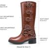 image:imageDREAM PAIRS Womens Knee High Riding Boots Side Zipper Motorcycle Boots Square Toe Chunky Heel Fashion Buckles Biker BootsBrown