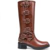 image:imageDREAM PAIRS Womens Knee High Riding Boots Side Zipper Motorcycle Boots Square Toe Chunky Heel Fashion Buckles Biker BootsBrown