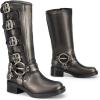 image:imageDREAM PAIRS Womens Knee High Riding Boots Side Zipper Motorcycle Boots Square Toe Chunky Heel Fashion Buckles Biker BootsSilver
