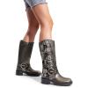 image:imageDREAM PAIRS Womens Knee High Riding Boots Side Zipper Motorcycle Boots Square Toe Chunky Heel Fashion Buckles Biker BootsSilver