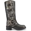 image:imageDREAM PAIRS Womens Knee High Riding Boots Side Zipper Motorcycle Boots Square Toe Chunky Heel Fashion Buckles Biker BootsSilver