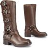 image:imageDREAM PAIRS Womens Knee High Riding Boots Side Zipper Motorcycle Boots Square Toe Chunky Heel Fashion Buckles Biker BootsTan