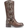 image:imageDREAM PAIRS Womens Knee High Riding Boots Side Zipper Motorcycle Boots Square Toe Chunky Heel Fashion Buckles Biker BootsTan