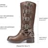 image:imageDREAM PAIRS Womens Knee High Riding Boots Side Zipper Motorcycle Boots Square Toe Chunky Heel Fashion Buckles Biker BootsTan