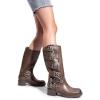 image:imageDREAM PAIRS Womens Knee High Riding Boots Side Zipper Motorcycle Boots Square Toe Chunky Heel Fashion Buckles Biker BootsTan