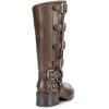 image:imageDREAM PAIRS Womens Knee High Riding Boots Side Zipper Motorcycle Boots Square Toe Chunky Heel Fashion Buckles Biker BootsTan