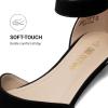 image:imageDREAM PAIRS Womens Low Wedge Pointed Toe Ankle Strap Dress Comfortable Casual Flats ShoesBlackNubuck