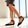 image:imageDREAM PAIRS Womens Low Wedge Pointed Toe Ankle Strap Dress Comfortable Casual Flats ShoesBlackNubuck