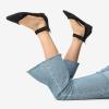 image:imageDREAM PAIRS Womens Low Wedge Pointed Toe Ankle Strap Dress Comfortable Casual Flats ShoesBlackNubuck