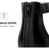 image:imageDREAM PAIRS Womens Low Wedge Pointed Toe Ankle Strap Dress Comfortable Casual Flats ShoesBlackPu