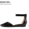 image:imageDREAM PAIRS Womens Low Wedge Pointed Toe Ankle Strap Dress Comfortable Casual Flats ShoesBlackPu