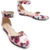 image:imageDREAM PAIRS Womens Low Wedge Pointed Toe Ankle Strap Dress Comfortable Casual Flats ShoesFloral