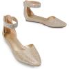 image:imageDREAM PAIRS Womens Low Wedge Pointed Toe Ankle Strap Dress Comfortable Casual Flats ShoesGoldGlitter