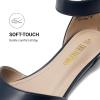 image:imageDREAM PAIRS Womens Low Wedge Pointed Toe Ankle Strap Dress Comfortable Casual Flats ShoesNavyPu