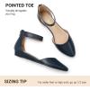image:imageDREAM PAIRS Womens Low Wedge Pointed Toe Ankle Strap Dress Comfortable Casual Flats ShoesNavyPu