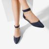 image:imageDREAM PAIRS Womens Low Wedge Pointed Toe Ankle Strap Dress Comfortable Casual Flats ShoesNavyPu