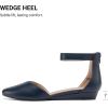 image:imageDREAM PAIRS Womens Low Wedge Pointed Toe Ankle Strap Dress Comfortable Casual Flats ShoesNavyPu