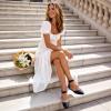 image:imageDREAM PAIRS Womens Low Wedge Pointed Toe Ankle Strap Dress Comfortable Casual Flats ShoesNavyPu