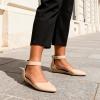 image:imageDREAM PAIRS Womens Low Wedge Pointed Toe Ankle Strap Dress Comfortable Casual Flats ShoesNudeNubuck