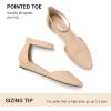image:imageDREAM PAIRS Womens Low Wedge Pointed Toe Ankle Strap Dress Comfortable Casual Flats ShoesNudeNubuck
