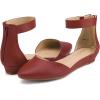image:imageDREAM PAIRS Womens Low Wedge Pointed Toe Ankle Strap Dress Comfortable Casual Flats ShoesRedPu