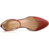 image:imageDREAM PAIRS Womens Low Wedge Pointed Toe Ankle Strap Dress Comfortable Casual Flats ShoesRedPu