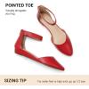 image:imageDREAM PAIRS Womens Low Wedge Pointed Toe Ankle Strap Dress Comfortable Casual Flats ShoesRedpu1