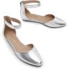 image:imageDREAM PAIRS Womens Low Wedge Pointed Toe Ankle Strap Dress Comfortable Casual Flats ShoesSilver