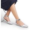 image:imageDREAM PAIRS Womens Low Wedge Pointed Toe Ankle Strap Dress Comfortable Casual Flats ShoesSilver