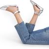 image:imageDREAM PAIRS Womens Low Wedge Pointed Toe Ankle Strap Dress Comfortable Casual Flats ShoesSilver