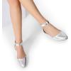 image:imageDREAM PAIRS Womens Low Wedge Pointed Toe Ankle Strap Dress Comfortable Casual Flats ShoesSilver
