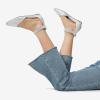 image:imageDREAM PAIRS Womens Low Wedge Pointed Toe Ankle Strap Dress Comfortable Casual Flats ShoesSilverGlitter
