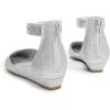 image:imageDREAM PAIRS Womens Low Wedge Pointed Toe Ankle Strap Dress Comfortable Casual Flats ShoesSilverGlitter