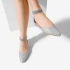 image:imageDREAM PAIRS Womens Low Wedge Pointed Toe Ankle Strap Dress Comfortable Casual Flats ShoesSilverGlitter