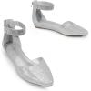 image:imageDREAM PAIRS Womens Low Wedge Pointed Toe Ankle Strap Dress Comfortable Casual Flats ShoesSilverGlitter
