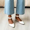 image:imageDREAM PAIRS Womens Low Wedge Pointed Toe Ankle Strap Dress Comfortable Casual Flats ShoesWhitePu