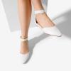 image:imageDREAM PAIRS Womens Low Wedge Pointed Toe Ankle Strap Dress Comfortable Casual Flats ShoesWhitePu