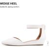 image:imageDREAM PAIRS Womens Low Wedge Pointed Toe Ankle Strap Dress Comfortable Casual Flats ShoesWhitePu