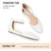 image:imageDREAM PAIRS Womens Low Wedge Pointed Toe Ankle Strap Dress Comfortable Casual Flats ShoesWhitePu