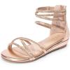 image:imageDREAM PAIRS Girls Ankle Strap Flat Sandals Summer Dressy Strappy Gladiator Rhinestones Platform Low Heels ShoesChampagne