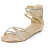 image:imageDREAM PAIRS Girls Ankle Strap Flat Sandals Summer Dressy Strappy Gladiator Rhinestones Platform Low Heels ShoesGold