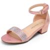 image:imageDREAM PAIRS Girls Sandals Low Heel Dress Pump Ankle Strap Flower Wedding Party Shoes for Little KidBig KidRose Gold