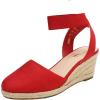 image:imageDREAM PAIRS Womens Elastic Ankle Strap Espadrilles Wedge SandalsRed