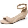image:imageDREAM PAIRS Womens Ingrid Ankle Strap Low Wedge SandalNude Suede