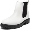 image:imageDREAM PAIRS Womens Low Heel Chelsea Ankle Boots Fashion Slip On Elastic Fall Booties ShoesWhiteBlack